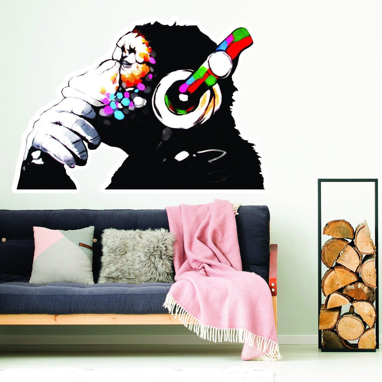 Banksy Thinking Monkey Sticker - Art Vinyl Street Dj Baksy Wall Decal - Decords