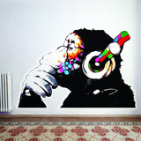 Banksy Thinking Monkey Sticker - Art Vinyl Street Dj Baksy Wall Decal - Decords