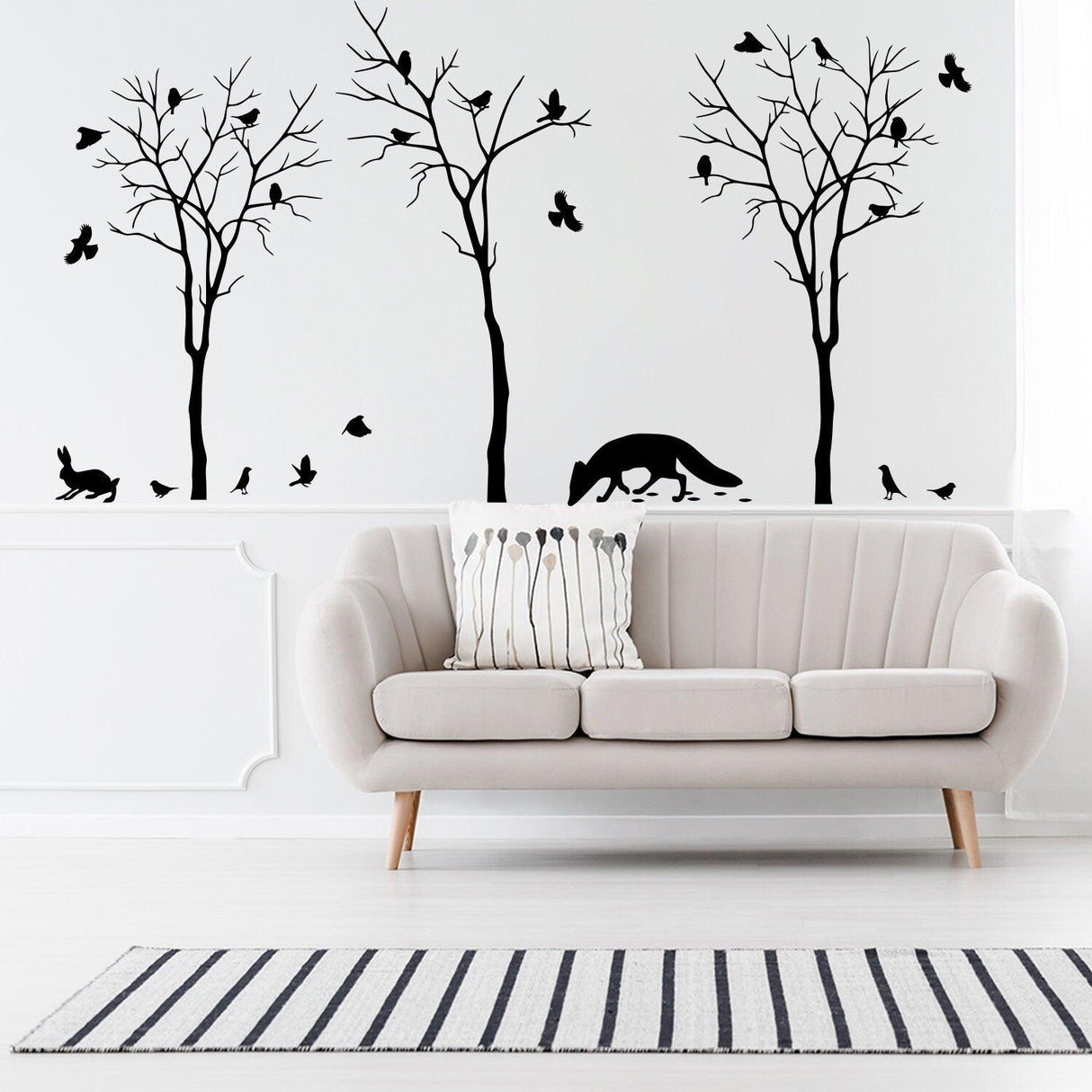 Nature Art Vinyl Cute Animal Set Stickers - Tree Forest Botanical Cool Floral Die Cut Decal - Decords