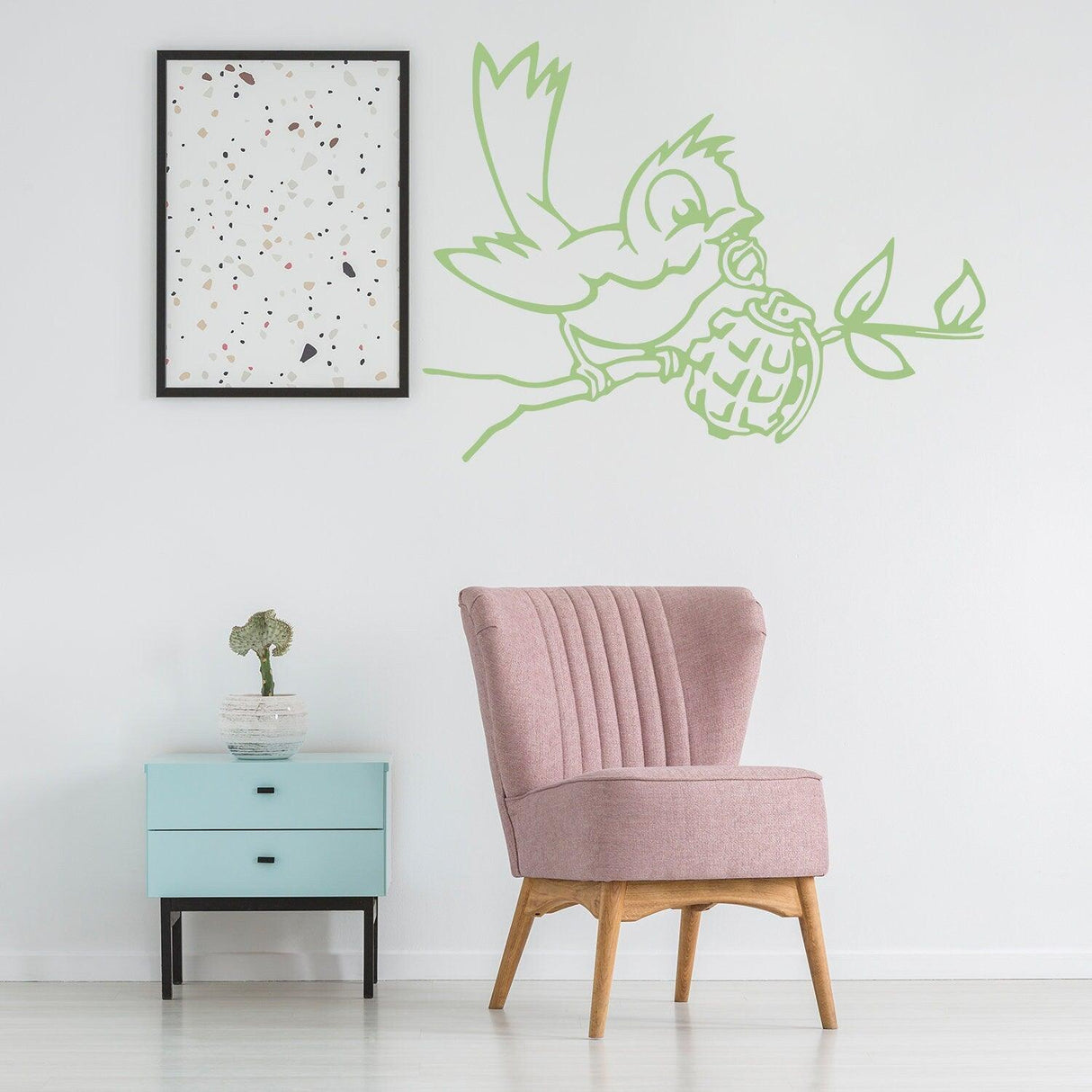 Banksy Bird With Grenade Wall Sticker - Street Art Graffiti Decor Vinyl Decal - Decords