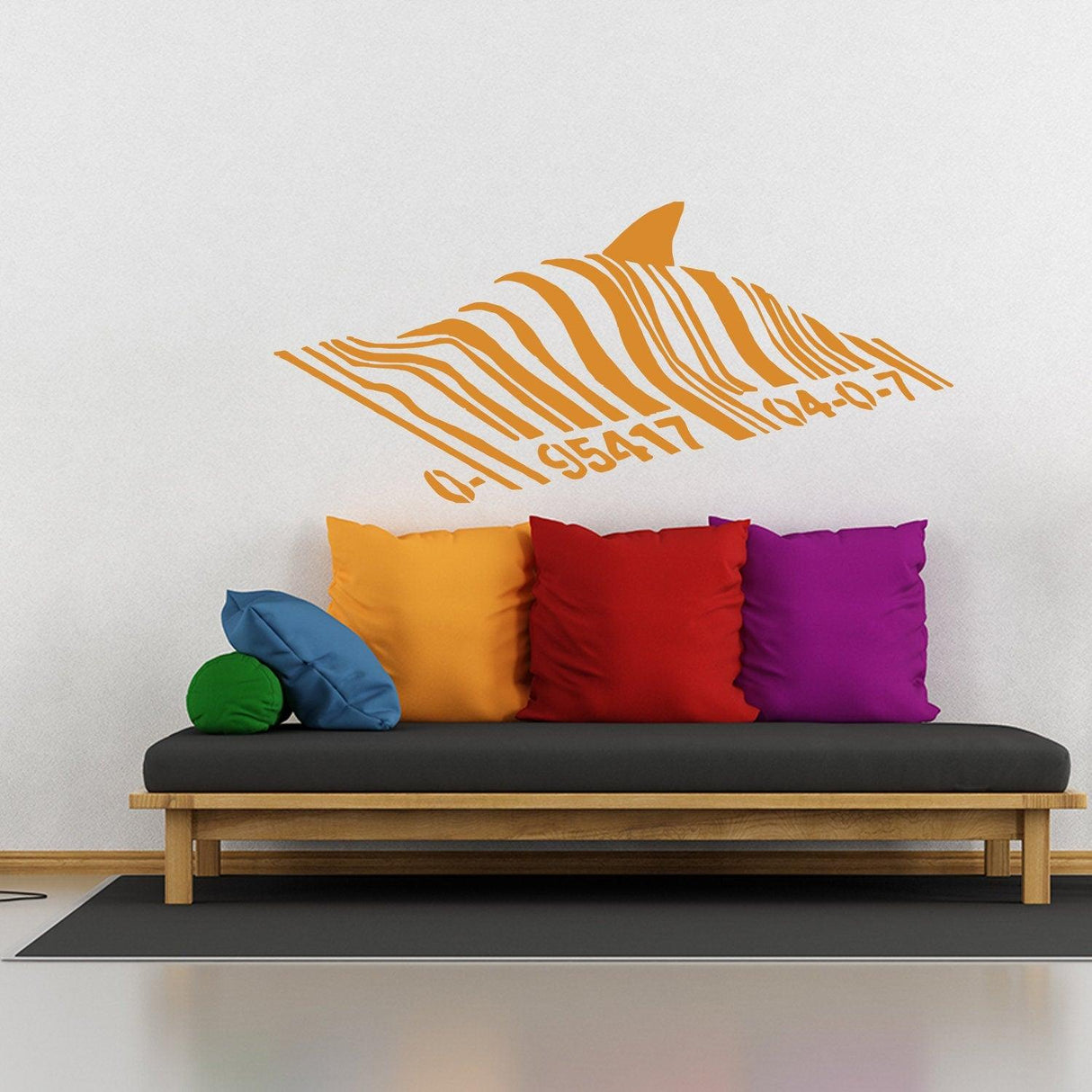 Banksy Barcode Shark Wall Sticker - Swimming Fish Under Bar Code Vinyl Decal - Decords