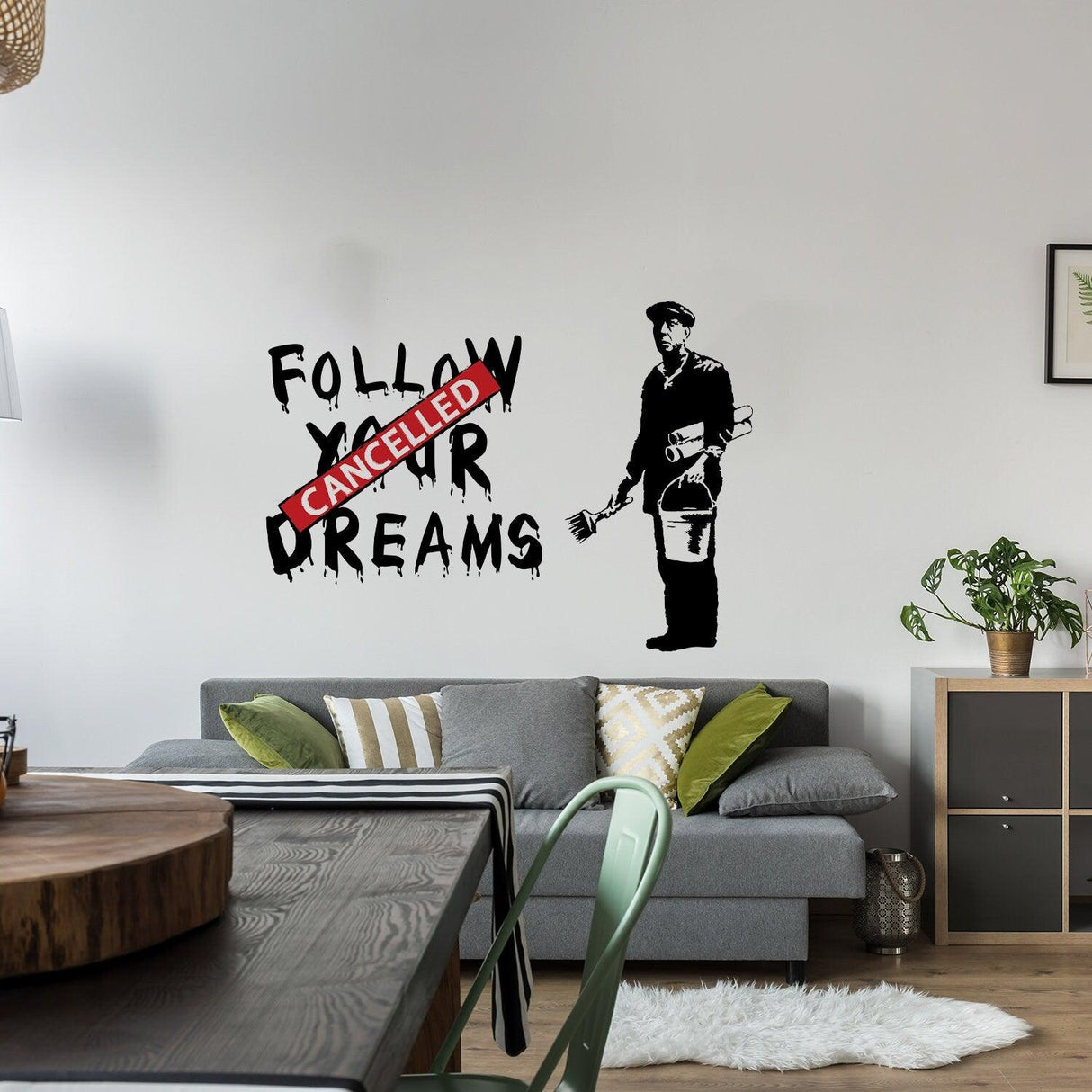 Banksy Follow Your Dreams Wall Sticker - Homeless Cancelled Art Ideas Mac Macbook Vinyl Decal - Decords