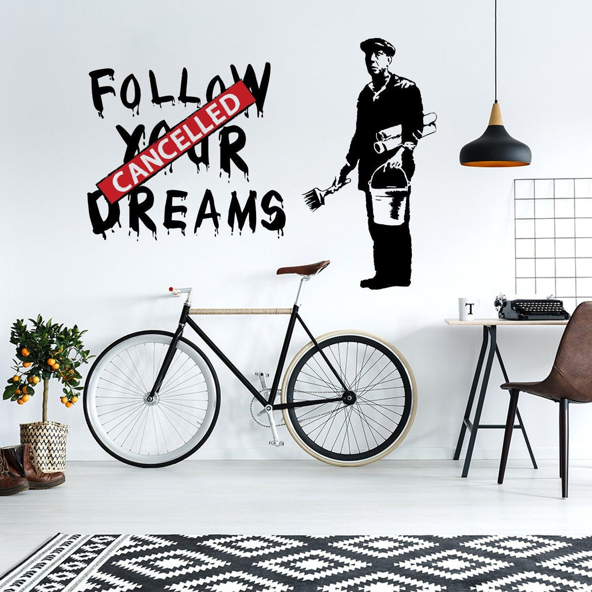 Banksy Follow Your Dreams Wall Sticker - Homeless Cancelled Art Ideas Mac Macbook Vinyl Decal - Decords