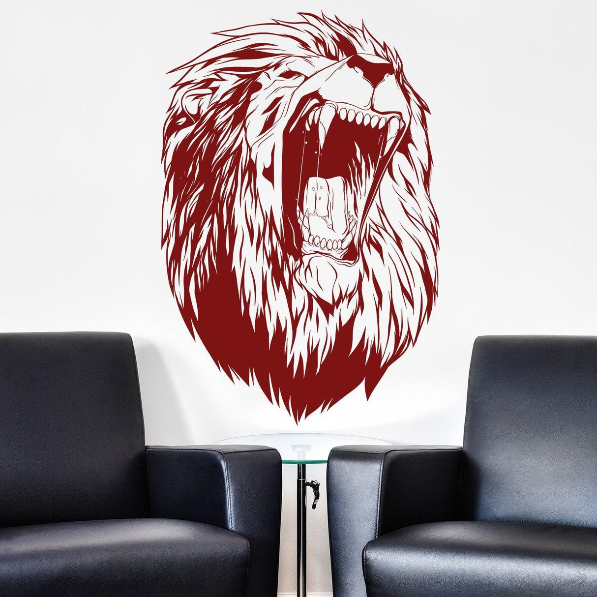 Lion Head Wall Vinyl Sticker - Roar Animal King Face Window Art Decor Silhouette Decal - Decords