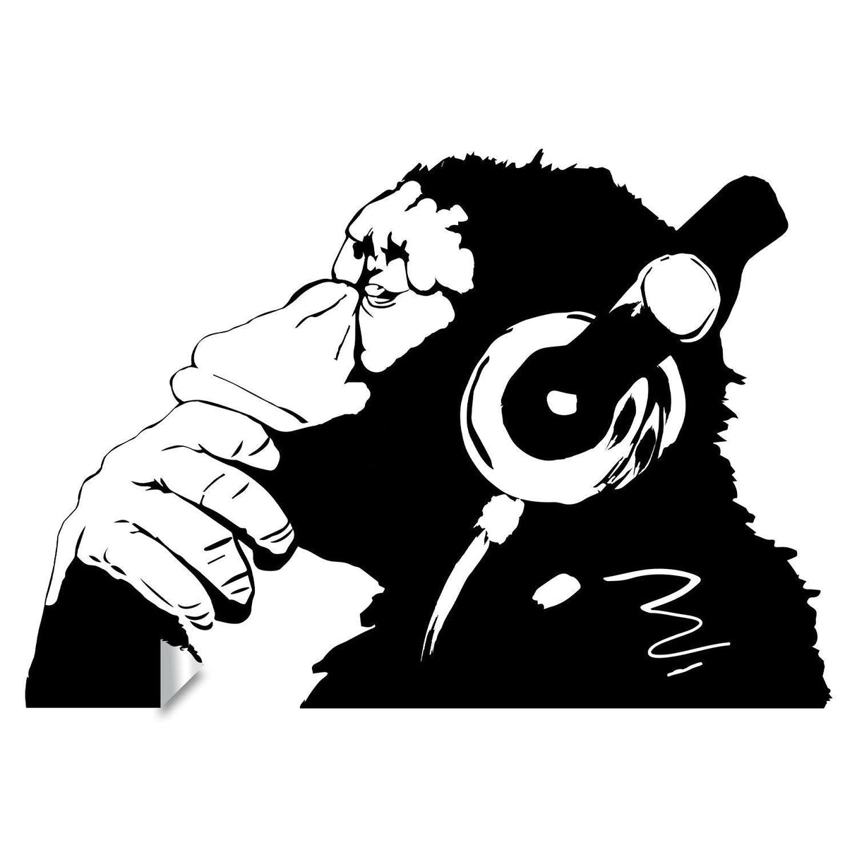 Banksy Thinking Monkey Wall Sticker - Vinyl Art Print Dj Waterproof Thinker Smart Decal - Decords