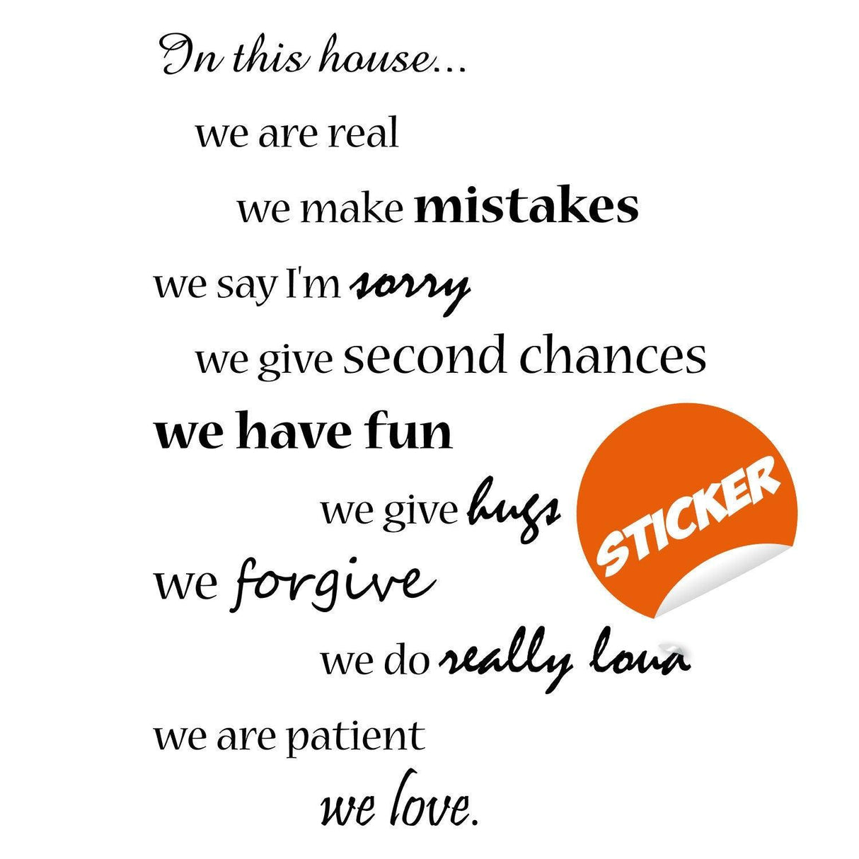 House Wall Quote Sticker - In This House Decal Art Family Rules Quotes - Decords