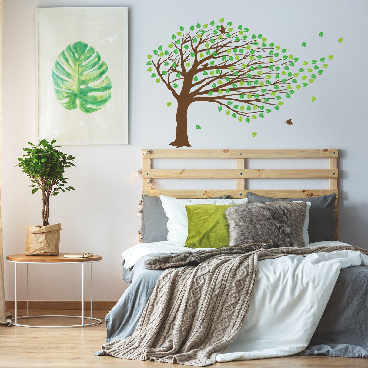 Windy Tree Wall Decal Vinyl Sticker - Nursery Art Decor Blossom Large Green Decals - Decords