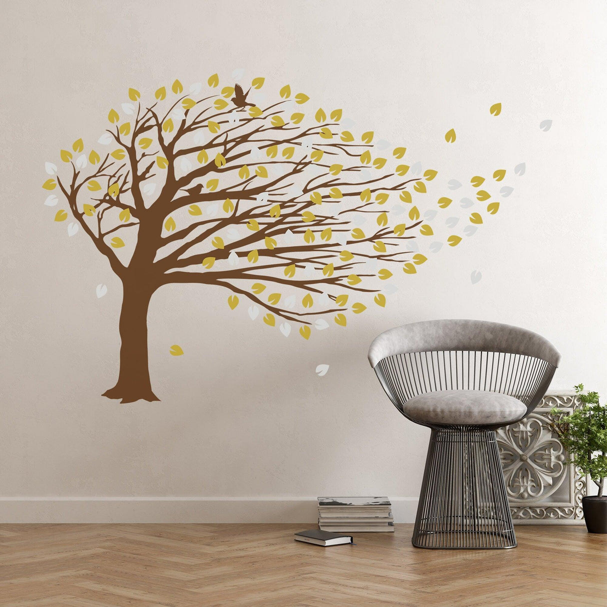 Windy Tree Wall Decal Vinyl Sticker - Nursery Art Decor Blossom Large Green Decals - Decords