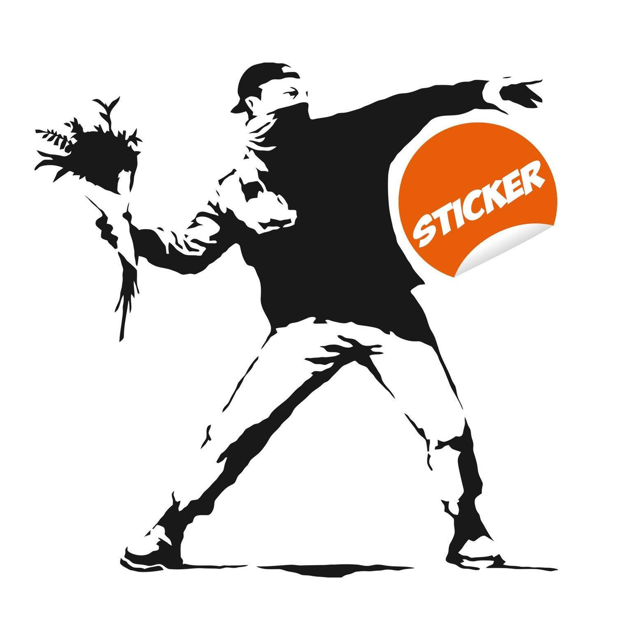 Banksy Flower Throw Me Wall Sticker - Petal Vinyl Thrower Favor Chucker Decal - Decords