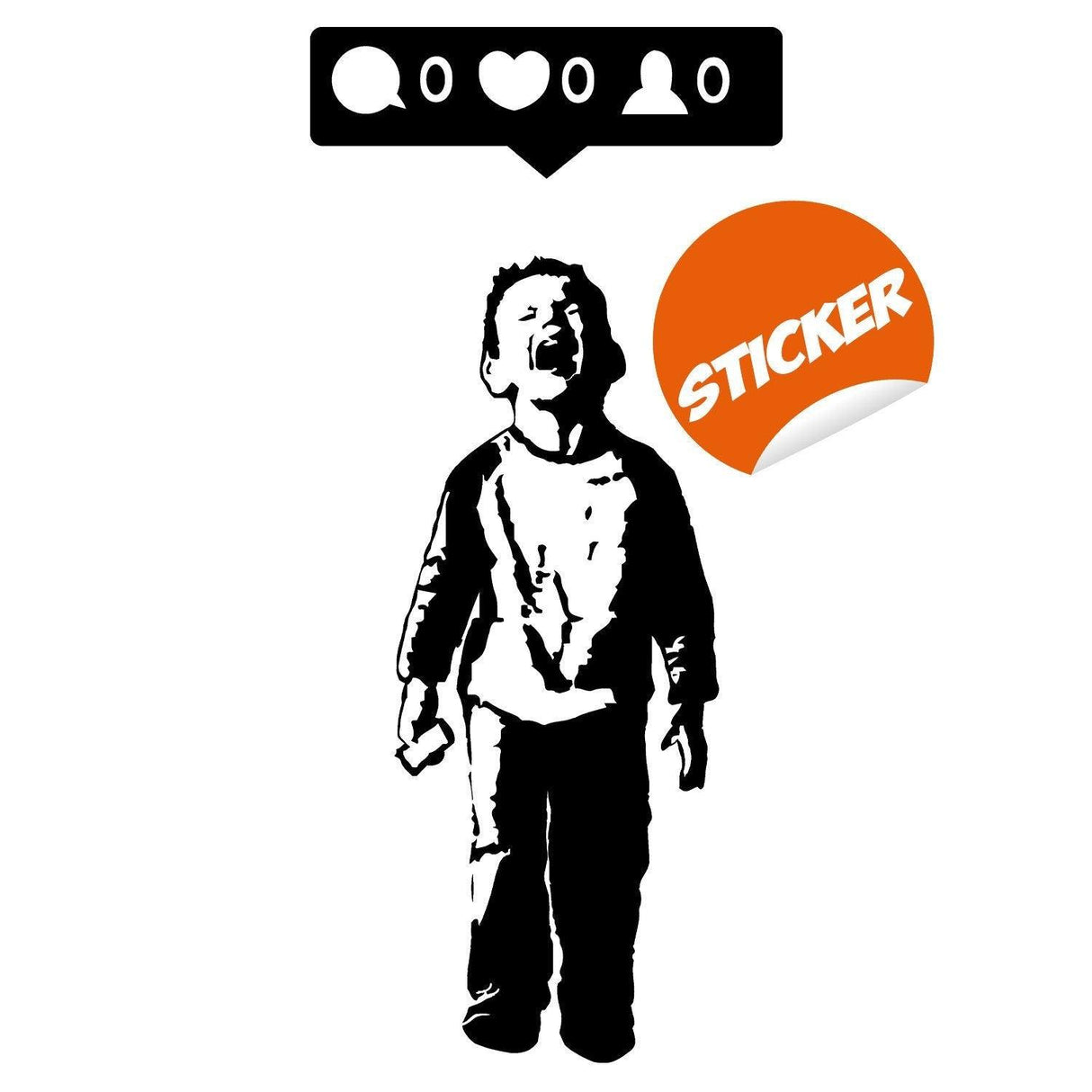 Crying Boy With Cellphone Banksy Wall Sticker - Social Media Phone Gift For Party Decal - Decords