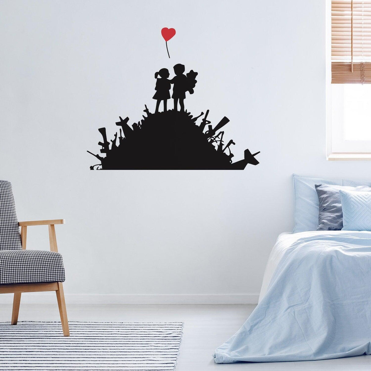 Banksy Boy And Girl Friend Wall Sticker - Kid With A Child Art Balloon Decor Room Street Graffiti Decal - Decords