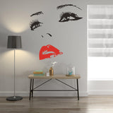 Woman Face Black Wall Vinyl Sticker - Salon Girl Happy Women Eye Window Beauty Art Decal - Decords