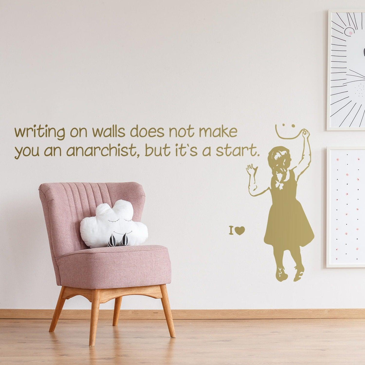 Banksy Protest Girl Wall Sticker - Decords