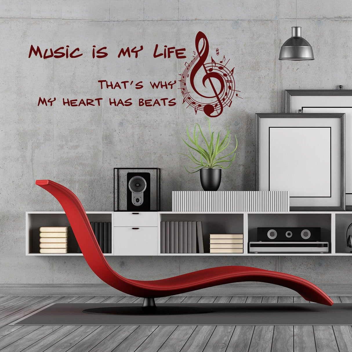 Music Is My Life Wall Sticker - Note Quote Gift Decor Art Vinyl Decal - Decords