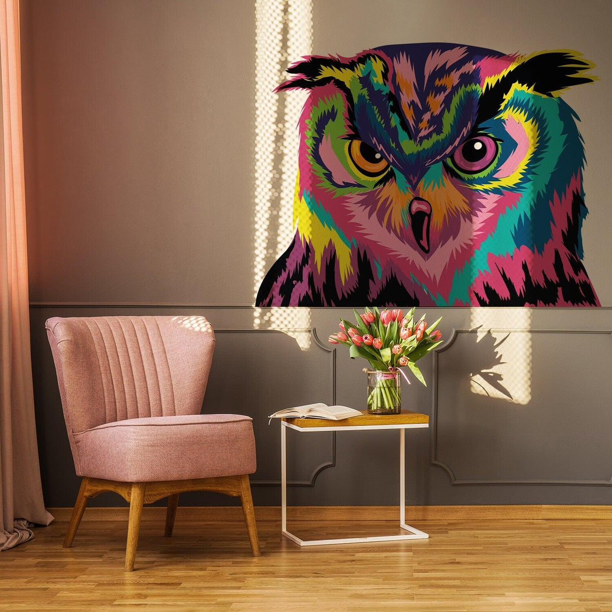 Colorful Owl Wall Sticker - Cute Bird Gift Vinyl Art Decor Decal - Decords