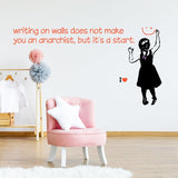 Banksy Girl Wall Sticker - Magical Daisy Decal - Decords