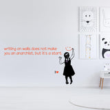 Banksy Girl Wall Sticker - Magical Daisy Decal - Decords