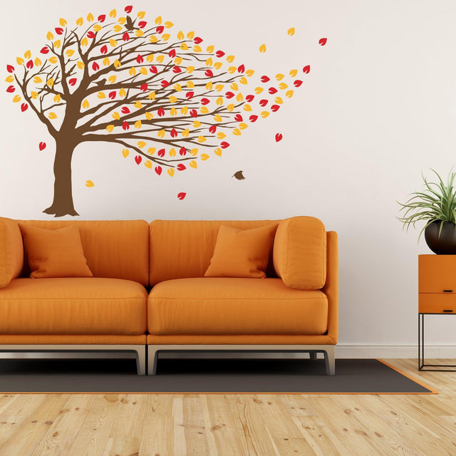 Windy Tree Wall Decal Vinyl Sticker - Nursery Art Decor Blossom Large Green Decals - Decords