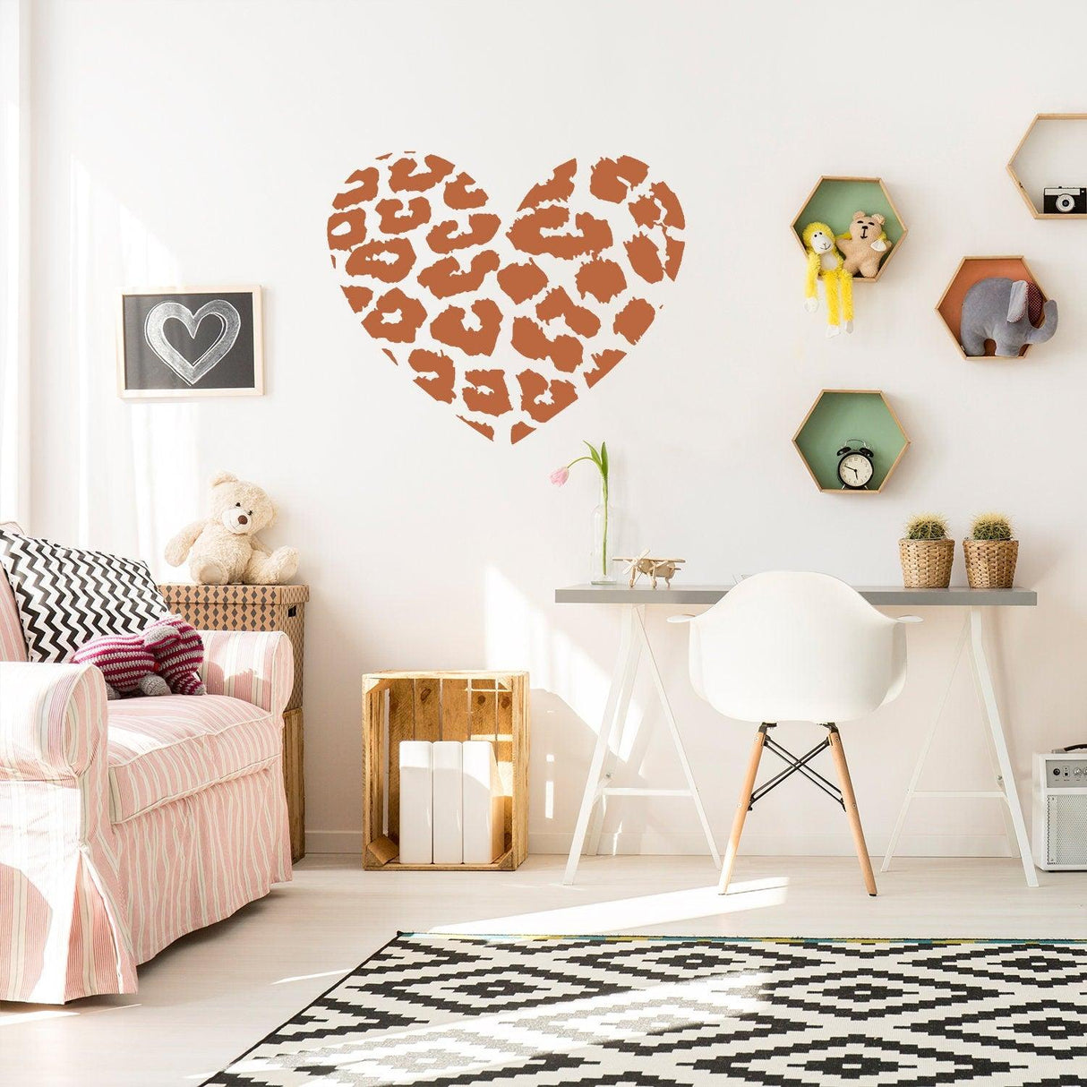 Leopard Heart Wall  Sticker - Art Print Texas Vinyl Decal - Decords