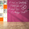 I Love You Yesterday Wall Sticker - Always Loved Still Than More Vinyl Quote Decal - Decords