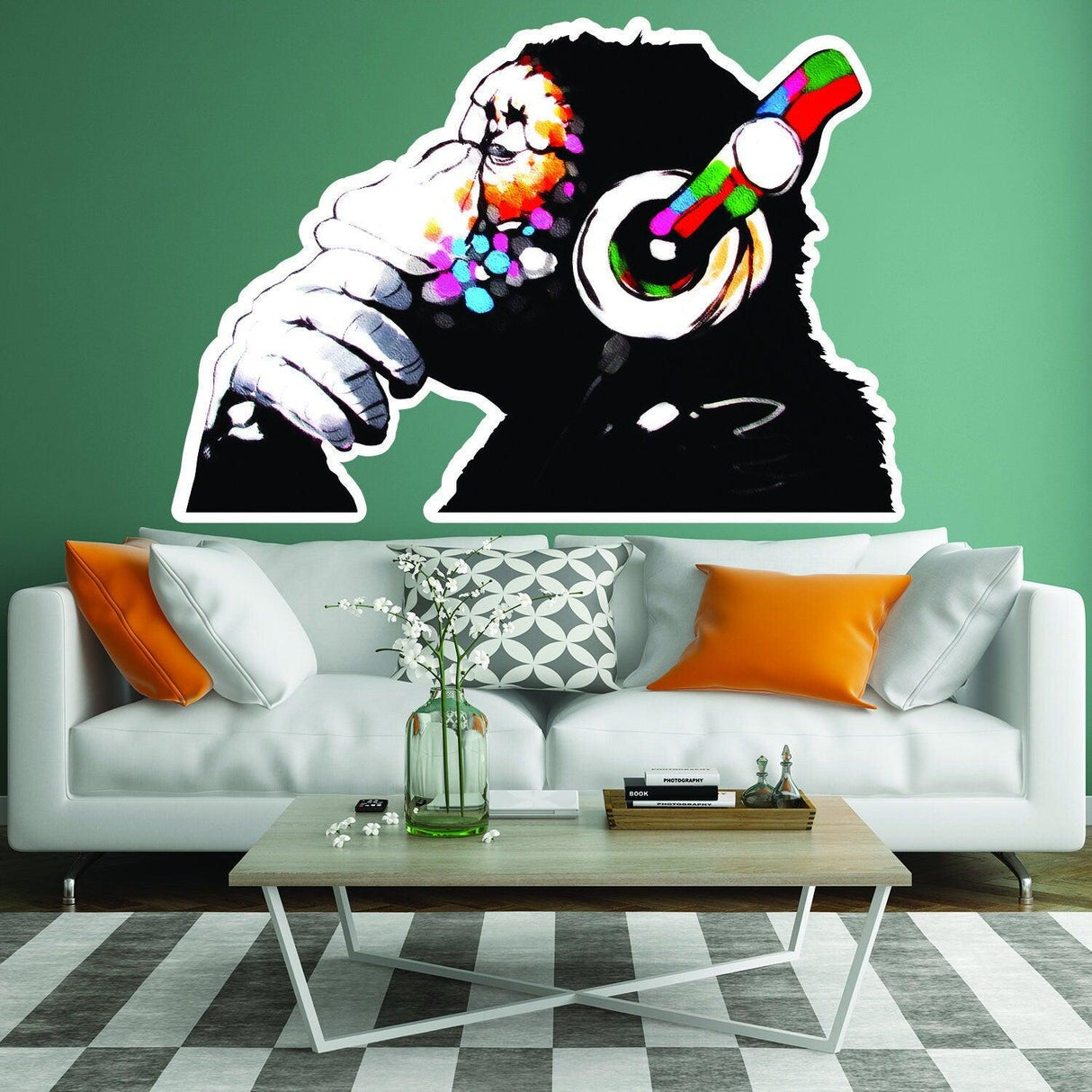 Banksy Thinking Monkey Sticker - Art Vinyl Street Dj Baksy Wall Decal - Decords