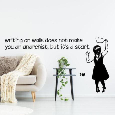 Banksy Protest Girl Wall Sticker - Decords