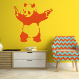 Banksy Panda With Shooting Guns Wall Sticker - Art Graffiti Gun Bear Vinyl Decal - Decords