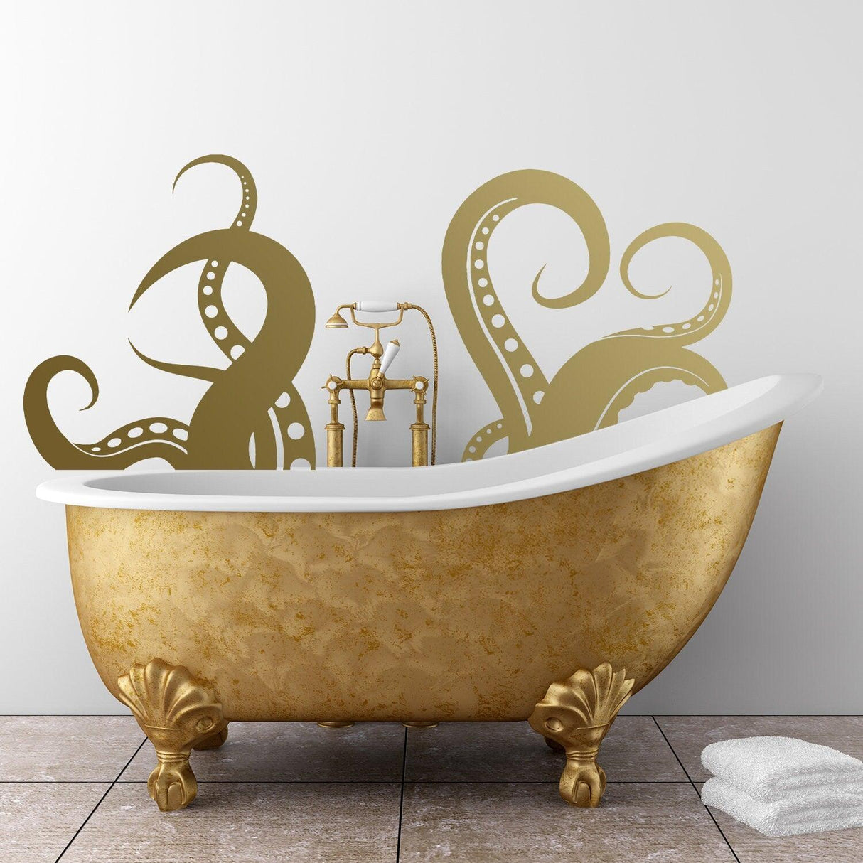 Octopus Tentacles Vinyl Wall Art Sticker - Bathroom Ocean Sea Creature Decor Die Cut Decal - Decords