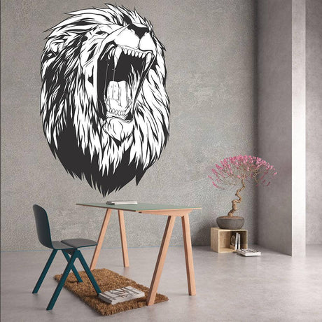 Lions Head Wall Sticker - Lion Face Animal King Silhouette Vinyl Decal - Decords