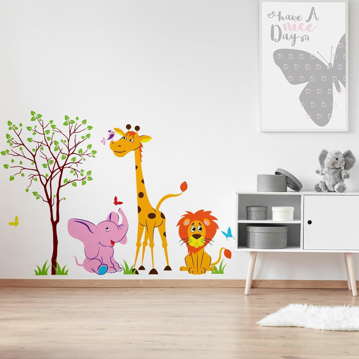 Nursery Animal Wall Decor Vinyl Sticker - Art Jungle Kid Baby Set Cute Decal - Decords