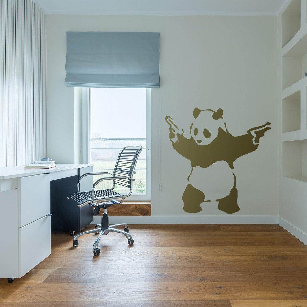 Banksy Panda With Shooting Guns Wall Sticker - Art Graffiti Gun Bear Vinyl Decal - Decords