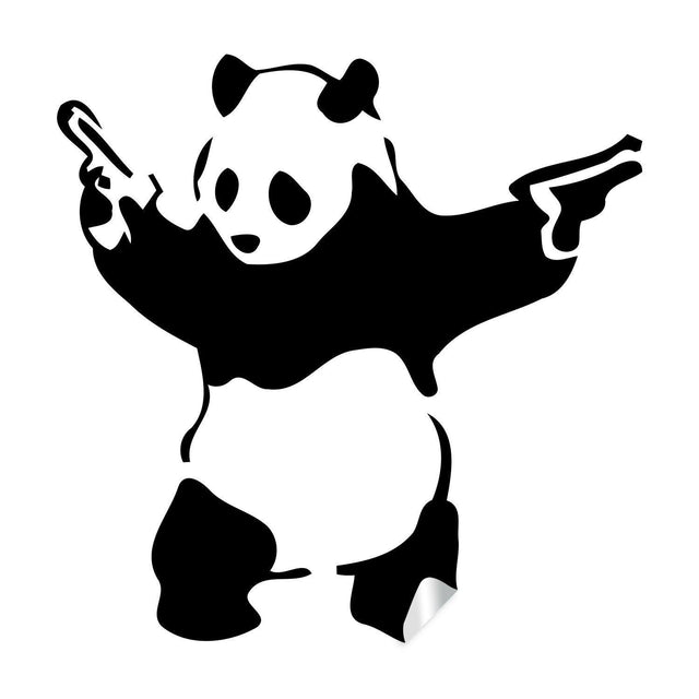 Banksy Panda With Shooting Guns Wall Sticker - Art Graffiti Gun Bear Vinyl Decal - Decords