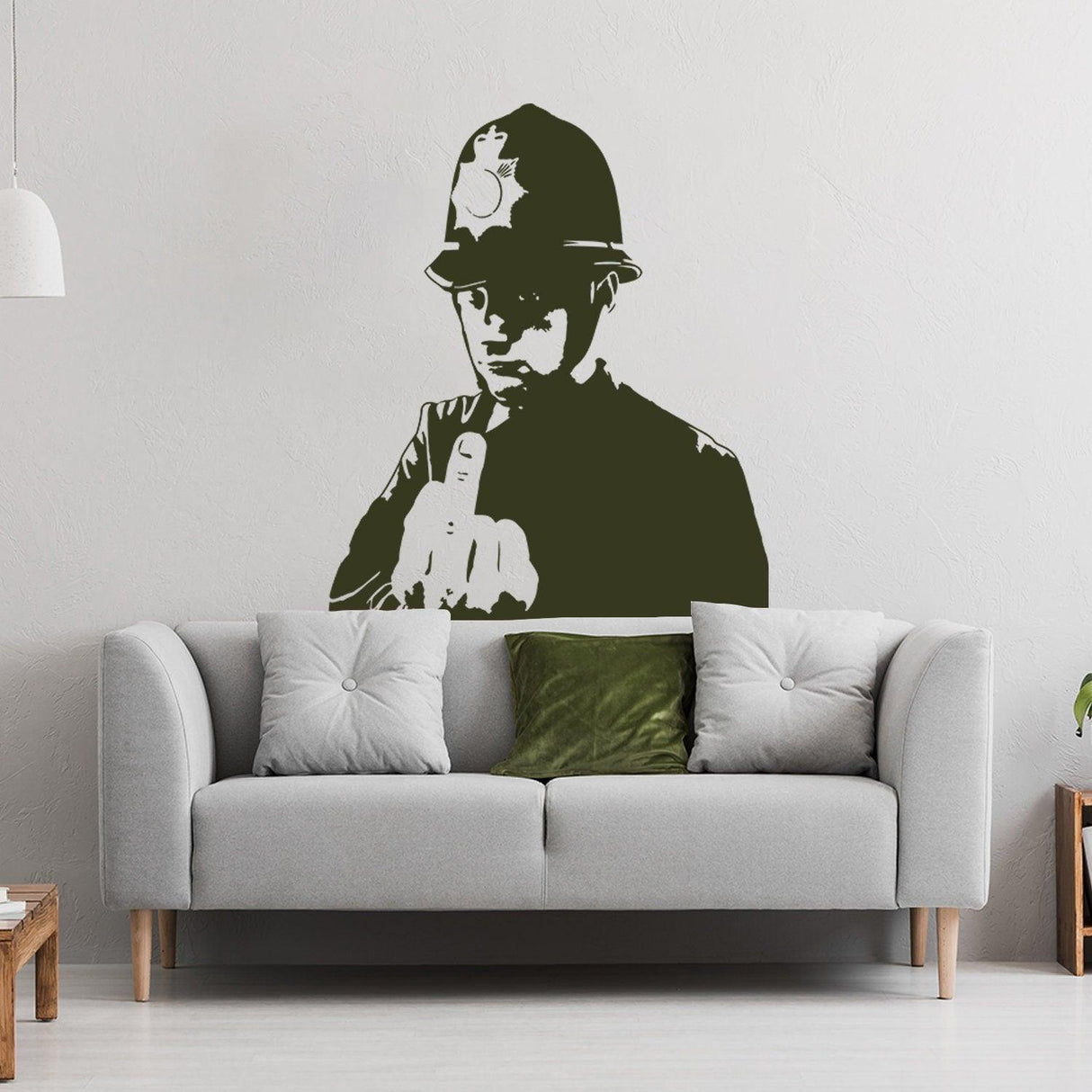 Banksy Middle Finger Art Wall Decal - Street Police Graffiti Work Policeman Sticker - Decords