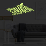 Glow In Dark Banksy Barcode Shark Wall Sticker - Night Glowing Swimming Fish Under Bar Code Vinyl Decal - Decords