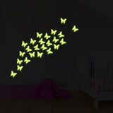 24x The Flying Butterfly Glow At Night Decal - Glowing Vinyl In Dark Sticker Butterflies - Decords