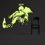 Glow In Dark Banksy Fallen Angel Wall Sticker - Night Glowing Giant Street Graffiti Wings Vinyl Decal - Decords