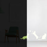 Glow In Dark Big Cat Wall Sticker - Furry Kitten Cute Kitty Vinyl Pet Silhouette Decal - Decords