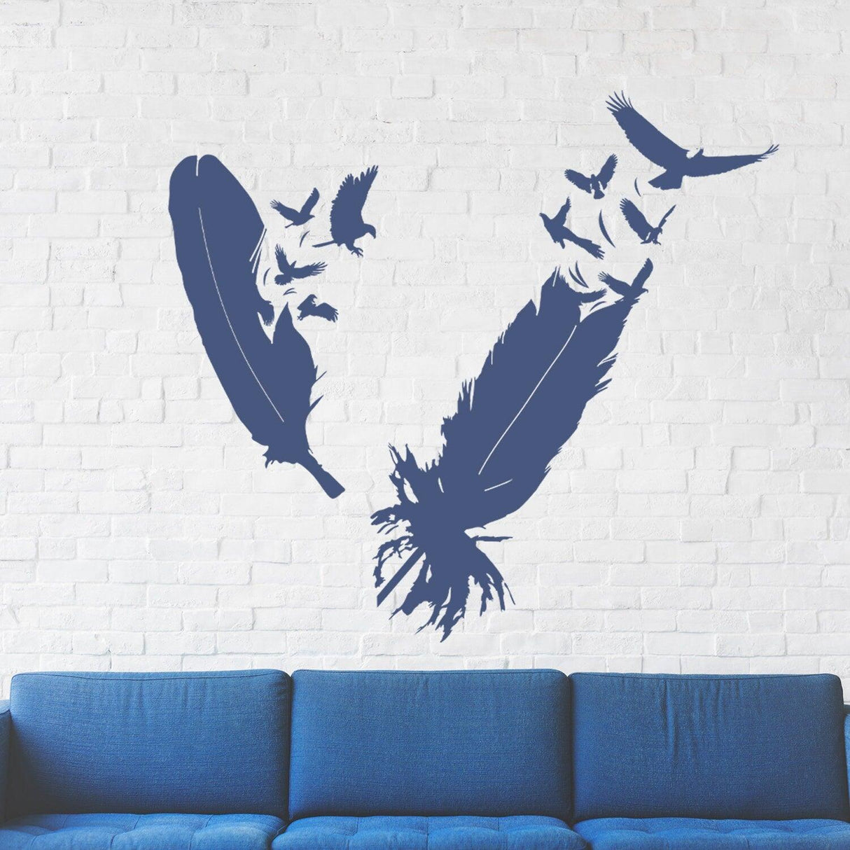 Bird Feather Wall Vinyl Sticker - Eagle Decor Flying Home Art Magic Nib Decal - Decords