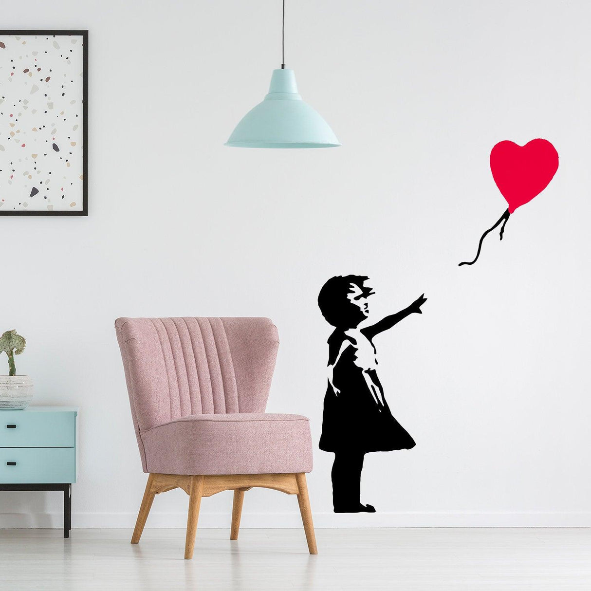 Banksy Girl With Heart Balloon Wall Sticker - Vinyl Baloon Hot Air Decal - Decords