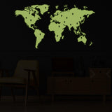 Glow In Dark World Map Vinyl Sticker - Night Glowing Wall Art Vinyl Of The Decor Decal Label - Decords