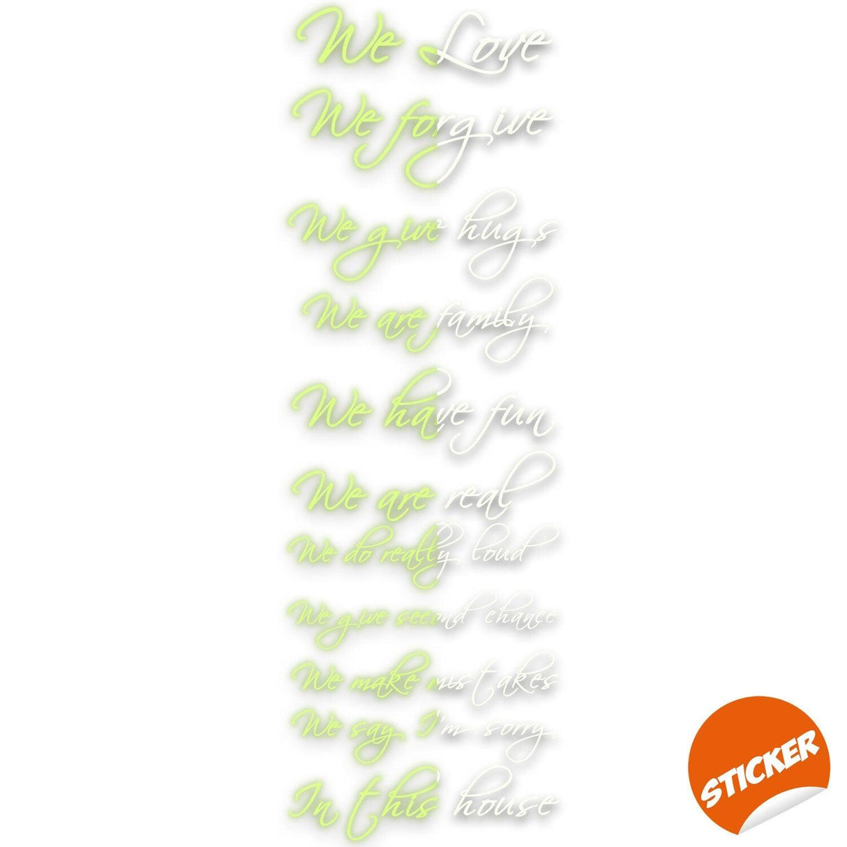 In This House Family  Glow In Dark Quote Stair Sticker - Night Glowing We Do And Home Rule Vinyl Decal - Decords