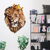 Lion King With Crown Vinyl Wall Sticker - Funny Lions Head Cut Seal Art Decal - Decords