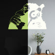 Banksy Glowing Vinyl Wall Decal Monkey With Headphones - Glow in Dark Chimp Listening to Music Earphones - Decords