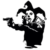 Banksy Vinyl Wall Decal Joker Clown With Guns - Jester Pistols Showing Tong Graffiti Street Art Decor Sticker - Decords