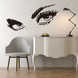 Woman Eye Vinyl Wall Sticker - Art Lash Face Girl Eyelash Decor Beauty Salon Decal - Decords