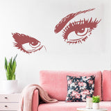 Woman Eye Vinyl Wall Sticker - Art Lash Face Girl Eyelash Decor Beauty Salon Decal - Decords