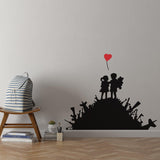 Banksy Boy And Girl Friend Wall Sticker - Kid With A Child Art Balloon Decor Room Street Graffiti Decal - Decords