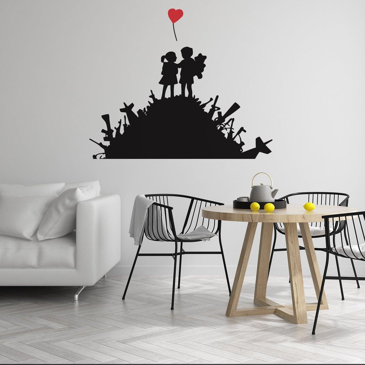 Banksy Boy And Girl Friend Wall Sticker - Kid With A Child Art Balloon Decor Room Street Graffiti Decal - Decords