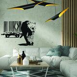 Banksy Leopard Barcode Wall Sticker - Art  Home Decor Diy Bar Code Mural Decal - Decords