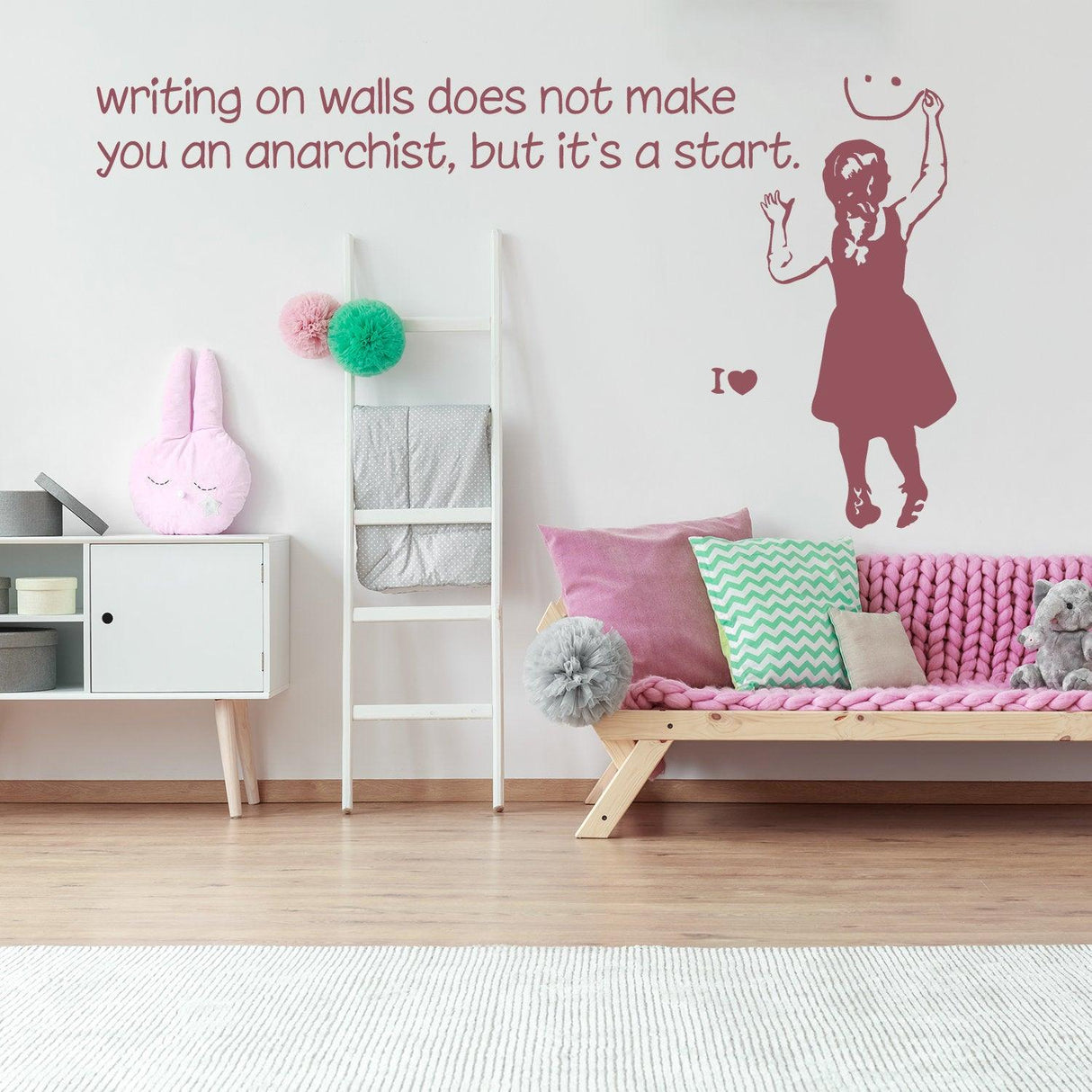 Banksy Protest Girl Wall Sticker - Decords